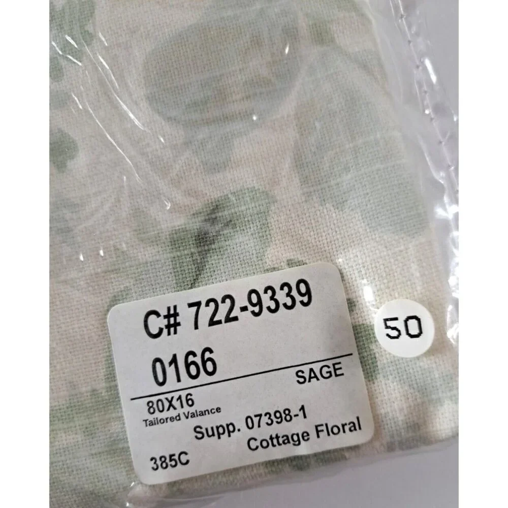 NEW JC Penney Home Valance Cottage Floral Sage Green Stripes Country 80x16